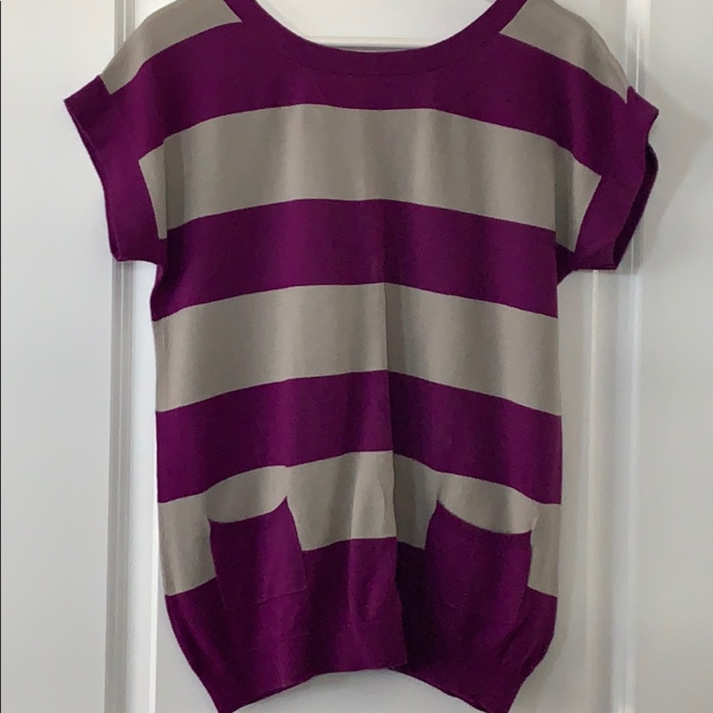 Xhilaration purple and gray striped sweater top